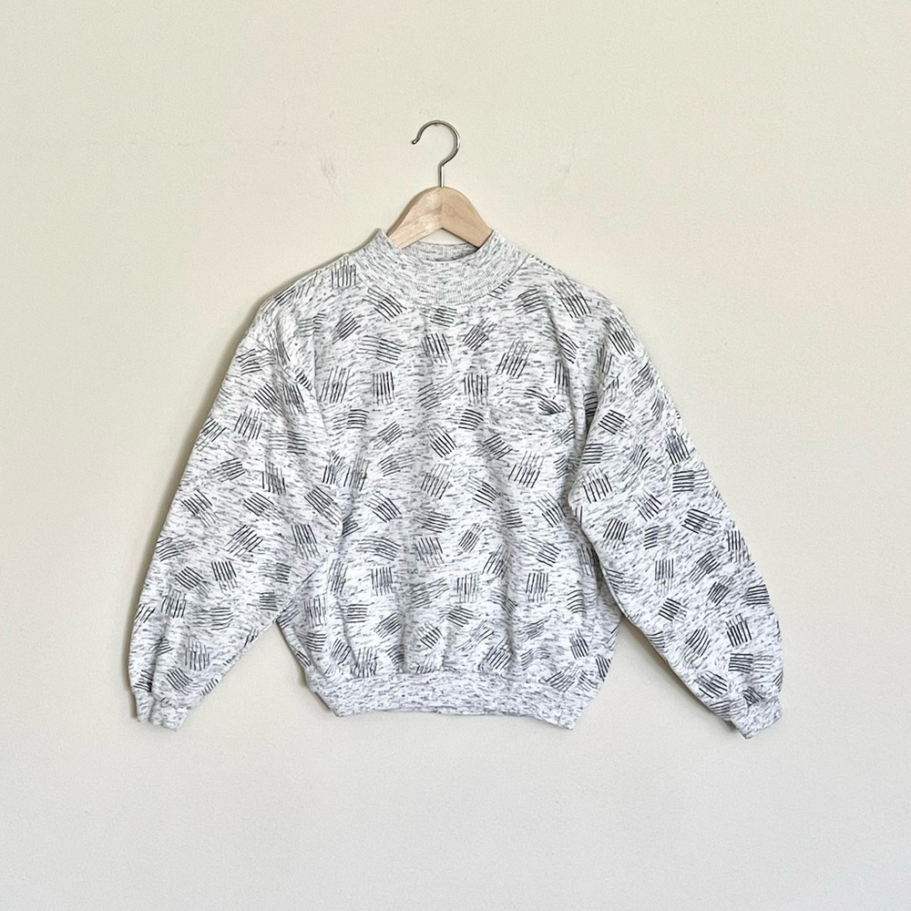 Vintage 80s 90s Street Scenes Line Patterned Gray Sweatshirt Women’s size XL